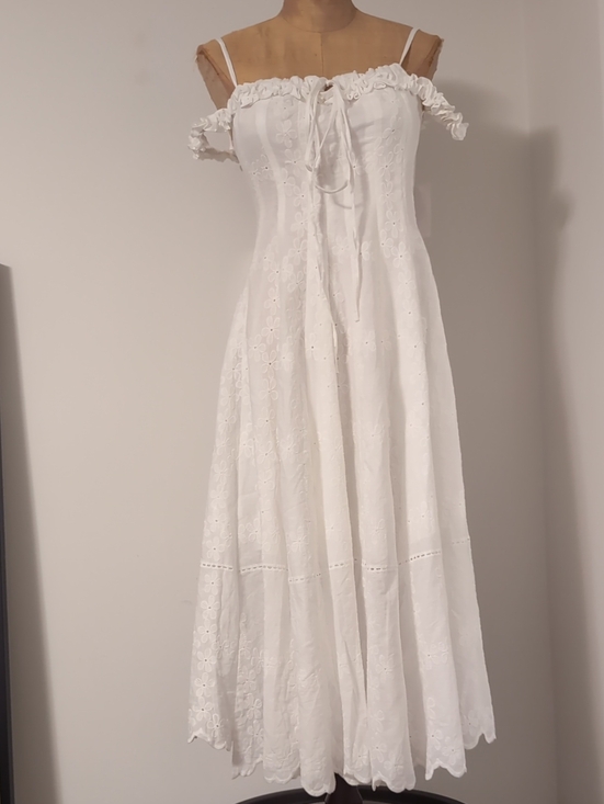 Thepeachy Dresses & Skirts - White Off-Shoulder Eyelet Maxi Dress - Thepeachy